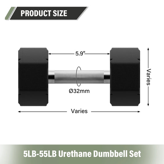 Urethane Octagonal-Shield Dumbbells - Major Fitness