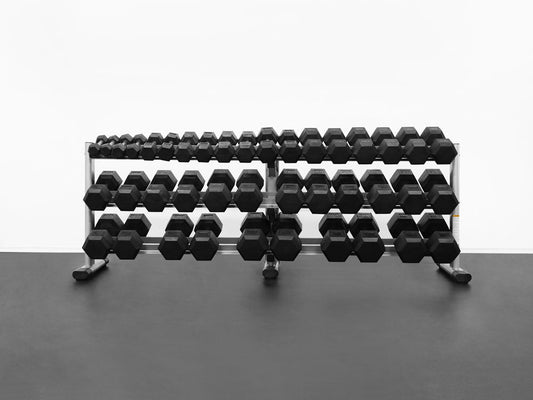 5-100lb Rubber Hex Dumbbell Set W/ Rack(G243) (RB5100)
