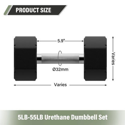 Urethane Octagonal-Shield Dumbbells - Major Fitness