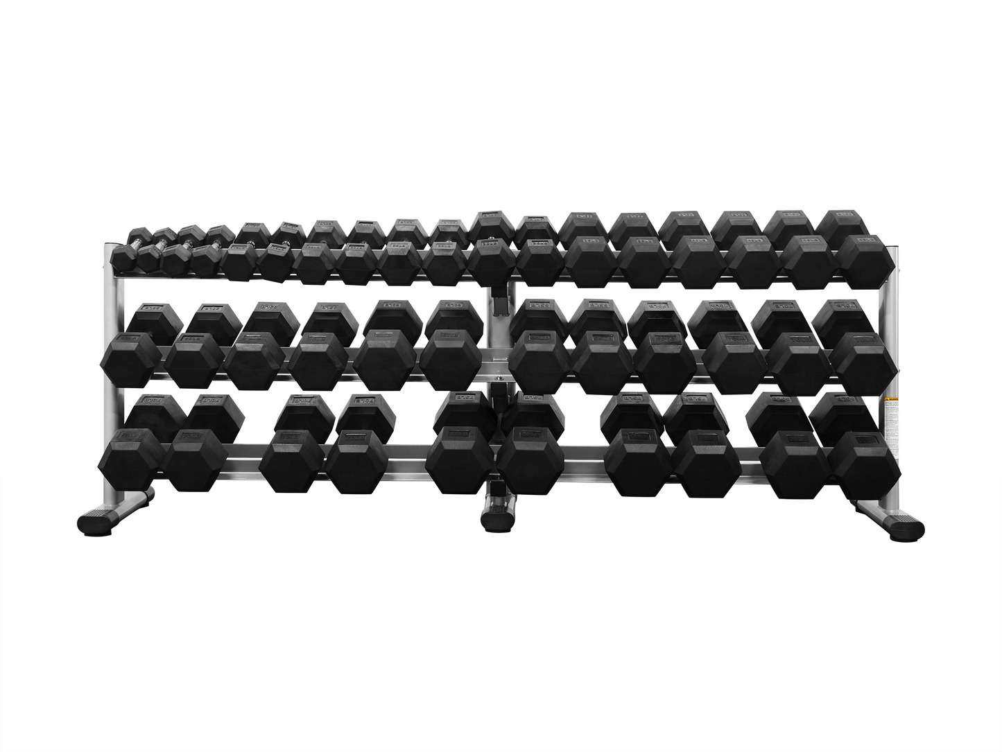 5-100lb Rubber Hex Dumbbell Set W/ Rack(G243) (RB5100)