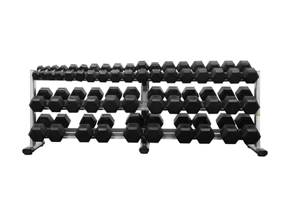 5-100lb Rubber Hex Dumbbell Set W/ Rack(G243) (RB5100)