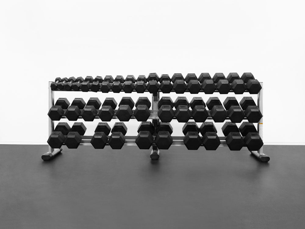 5-100lb Rubber Hex Dumbbell Set W/ Rack(G243) (RB5100)