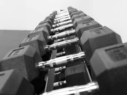 5-100lb Rubber Hex Dumbbell Set W/ Rack(G243) (RB5100)