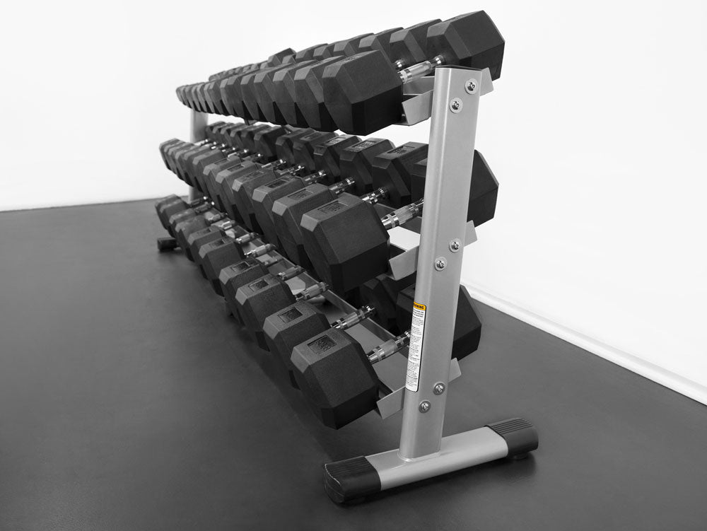 5-100lb Rubber Hex Dumbbell Set W/ Rack(G243) (RB5100)