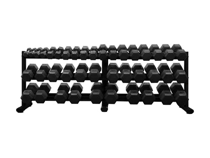 5-100lb Rubber Hex Dumbbell Set W/ Rack(G243) (RB5100)