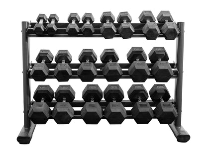 5-50lb Rubber Hex Dumbbell Set W/ Rack(G241) (RB550)