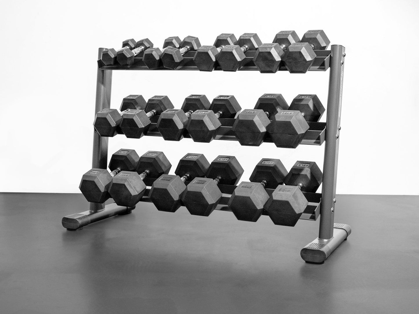5-50lb Rubber Hex Dumbbell Set W/ Rack(G241) (RB550)