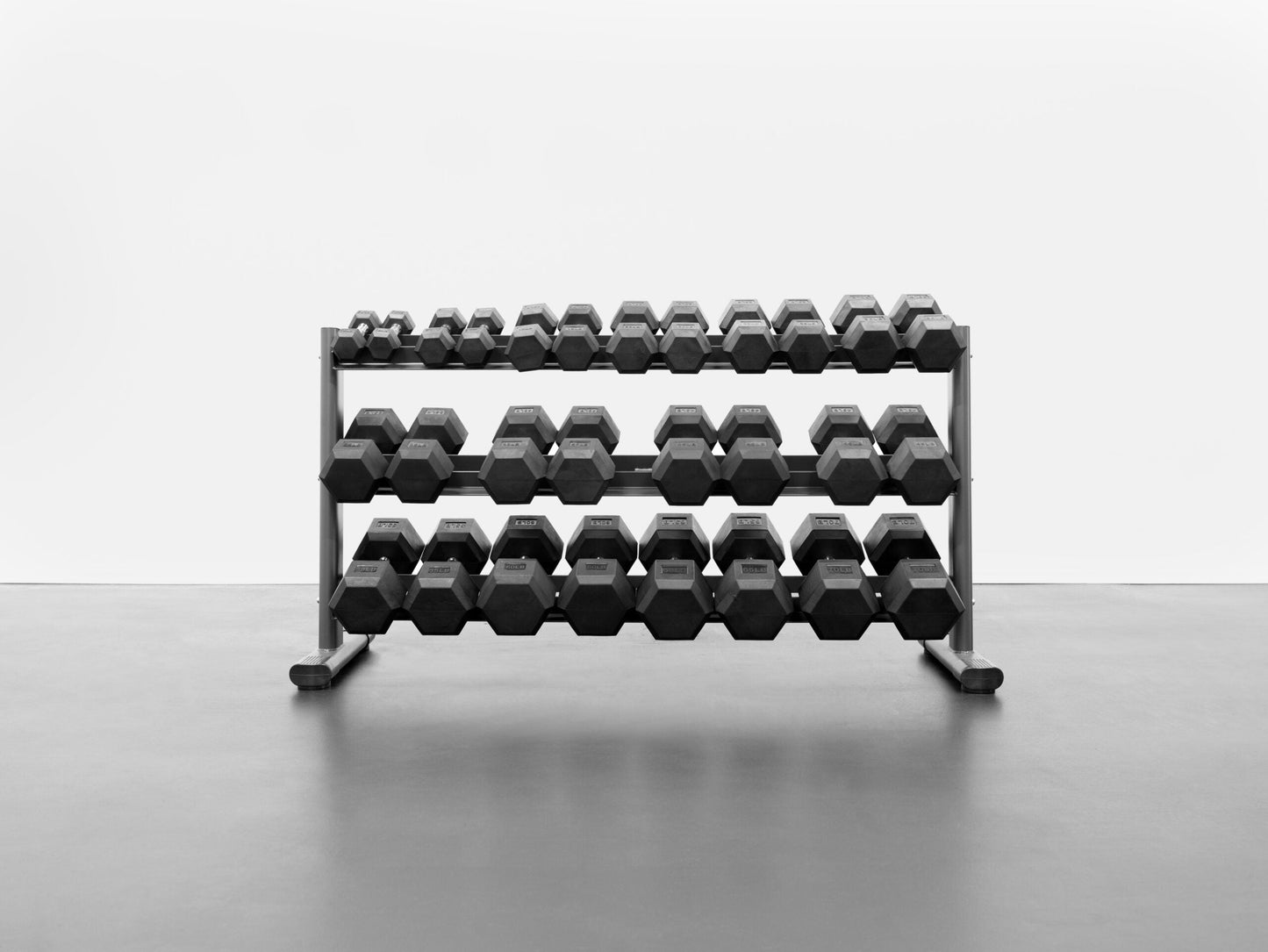 5-70lb Rubber Hex Dumbbell Set W/ Rack(G242) (RB570)