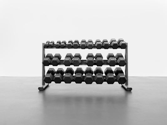 5-70lb Rubber Hex Dumbbell Set W/ Rack(G242) (RB570)