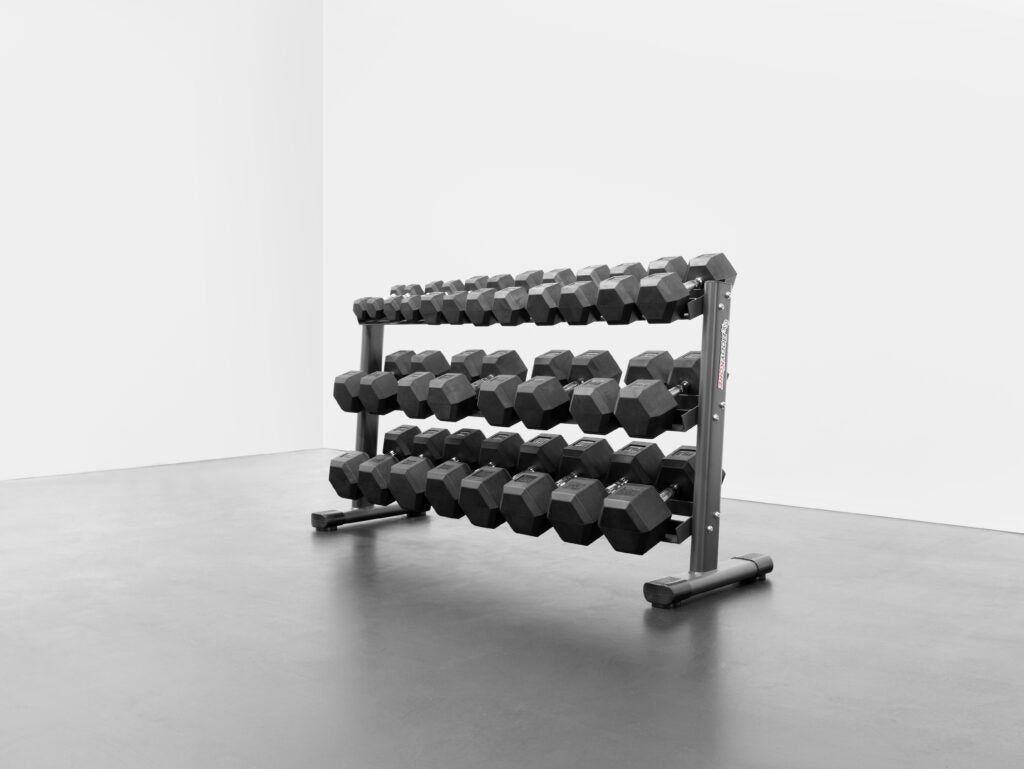 5-70lb Rubber Hex Dumbbell Set W/ Rack(G242) (RB570)