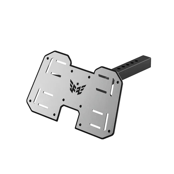 Metallic tool holder with a brand logo on a white background