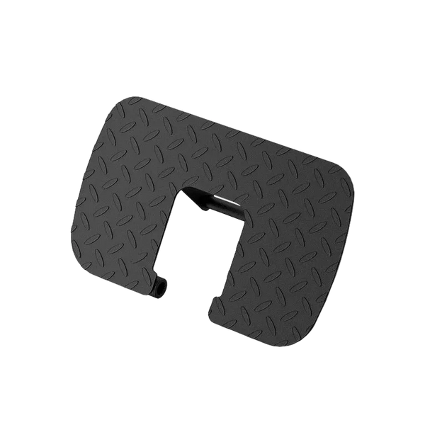 Black rubber mat with a unique design on a white background