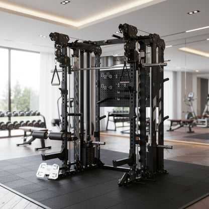 Black and silver weightlifting apparatus on a white background