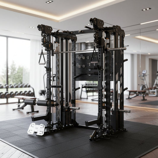 Black and silver weightlifting apparatus on a white background